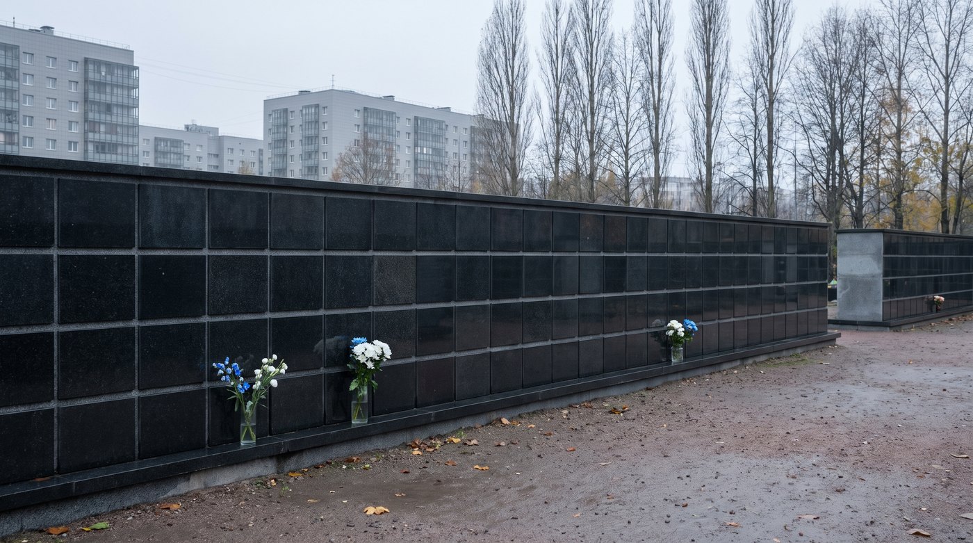 Стена колумбария: урну с прахом можно захоронить в нишу или в землю на кладбище